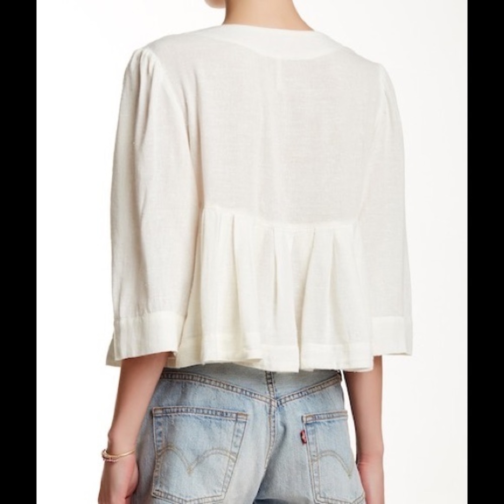 NWOT Free People Pleats On Me Ivory Cropped Top - Picture 2 of 4